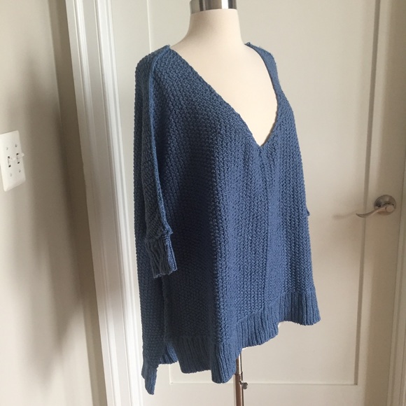 NWOT: FREE PEOPLE Oversized Sweater,Blue, XS - Picture 4 of 7